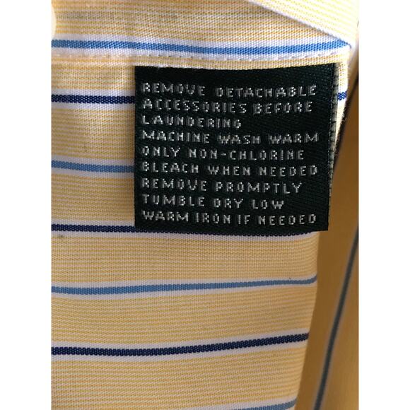 Lauren Ralph Lauren Men's 17 (32/33) Non-Iron Stripe Long Sleeve Shirt Yellow - Picture 6 of 7